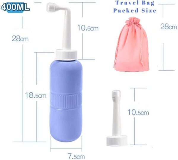 Portable Travel Bidet Sprayer for Postpartum Care,Baby Washer,Outdoor Handheld Personal Hygiene Bidet Peri Bottle with 400Ml Capacity& Angled Nozzle Spray, with Bonus Straight Spray & Storage Bag (400ml blue) - Image 6