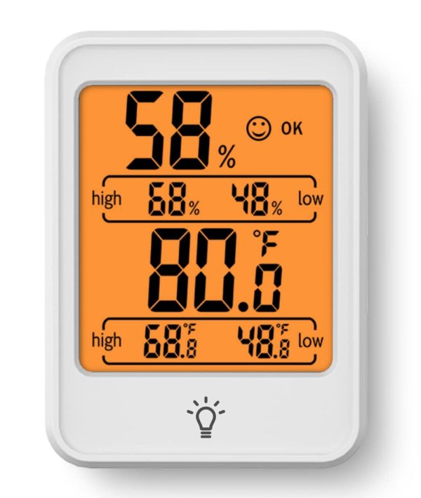 Magnetic Indoor Hygrometer Digital Thermometer MC41, White, Backlight??No Batteries in Pack??