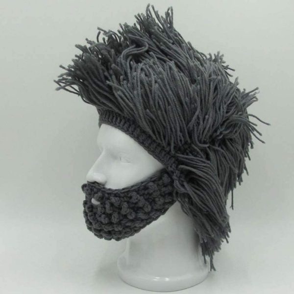 Flyou Wig Beard Hats Handmade Knit Warm Winter Caps Ski Funny Mask Beanie for Men Women - Image 3