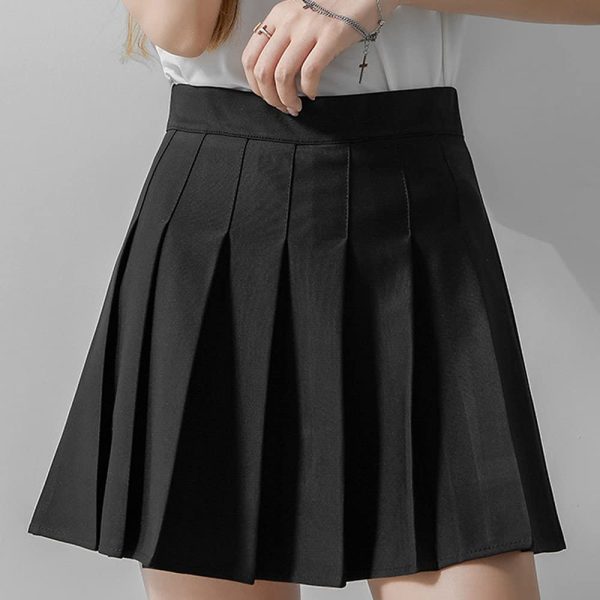 Girl Women Short High Waist Pleated Skirt Skater Tennis School A-Line Skirt with Lining Shorts - Image 5