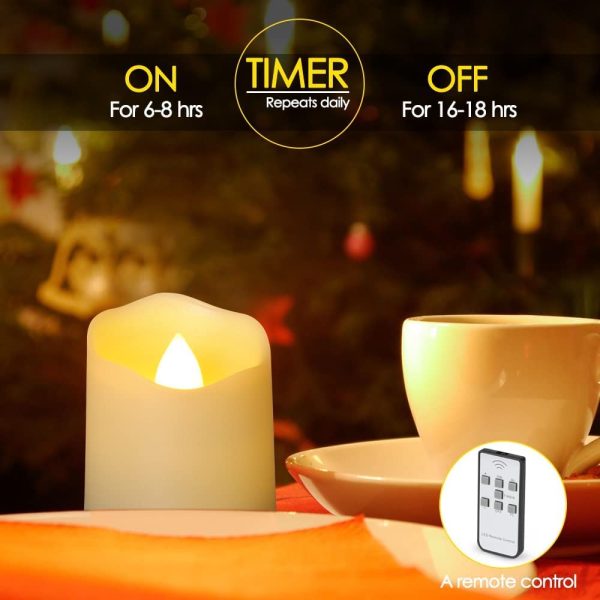 LED Tea Light Candles with Timer Remote Controlller, 6pcs Flameless Flickering Battery Operated Long Lasting Votice Candles for Home Party Birthday Xmas Halloween Festival Cellection - Image 4