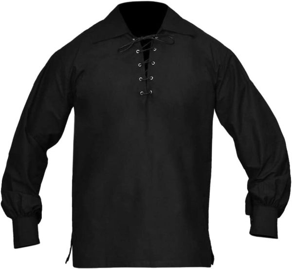 Jacobite Ghillie Shirt Black Traditional Scotland Kilt Shirt - Image 3