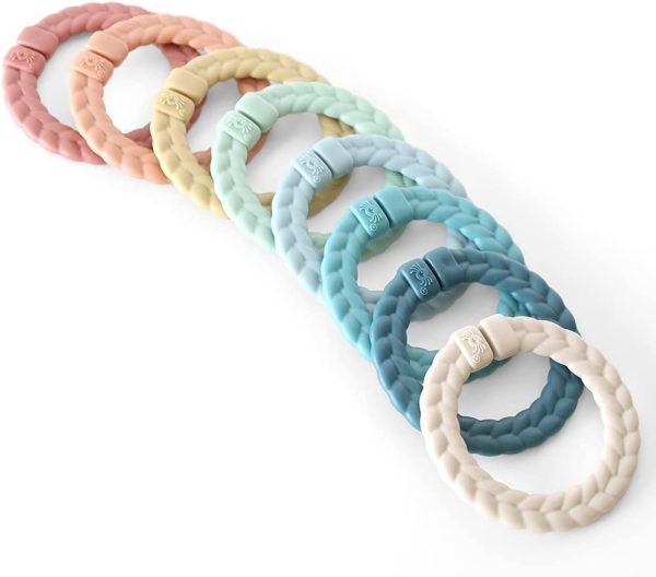 Itzy Ritzy Linking Ring Set; Set of 8 Braided, Rainbow-Colored Versatile Linking Rings; Attach to Car Seats, Strollers & Activity Gyms; Rainbow