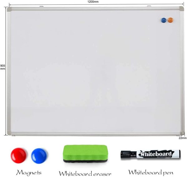 Magnetic Whiteboard, Dry Erase Board, Silver Aluminum Frame, Including 1 x Dry-Erase, 2 x Magnets and 1 x Dry-Erase Board Markers, for School, Home, Office (1200X905MM)?? - Image 4