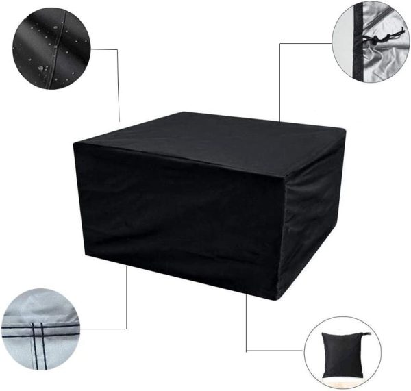 Outdoor Patio Furniture Cover UCARE Waterproof Table and Chair Cover Windproof and Dust-Proof Square Desk Covers for Garden Lawn Furniture Sets Black (47 * 47 * 29in) - Image 4