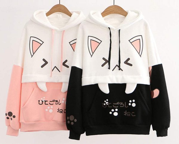 Dinosaur Bunny Rabbit Bear Cat Ears Hoodie For Girls Teens Teenagers Oversize Top Sweatshirt Jumper Shirt - Image 2