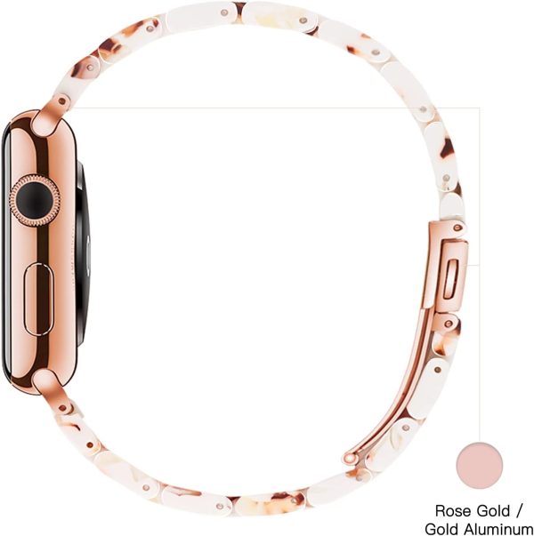 Light Compatible with Apple Watch Band 38mm 40mm 41mm, Adjustable Bracelet Resin iWatch Band for Apple Watch Series 7 6 SE 5 4 3 2 1(Nougat White, 38mm/40mm/41mm) - Image 3