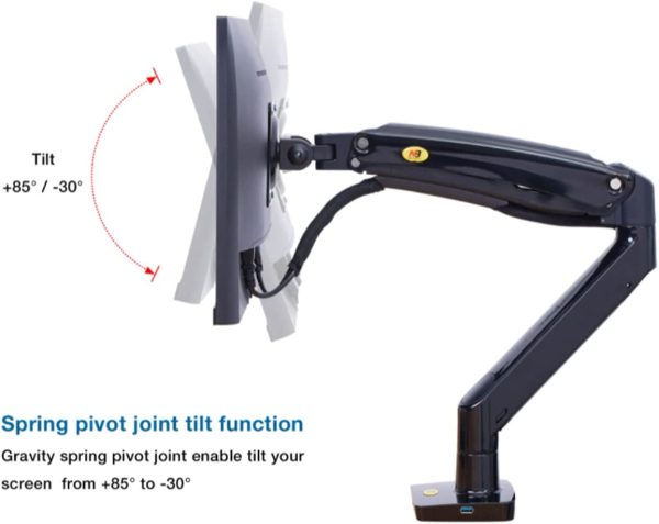 New F100A Full Motion Gas-strut Desktop FlexiMount Bracket TV/Monitor Stand