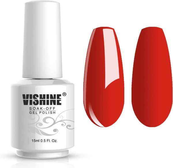 Vishine Soak-Off UV LED Gel Polish Nail Art Manicure Lacquer Orange Red Color 019 - Image 4