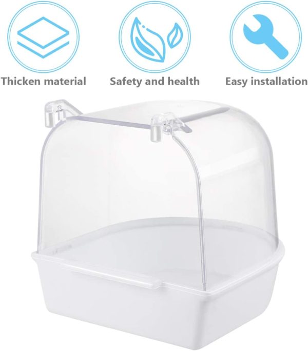 POPETPOP Bird Bath for Cage - Parrot Bath Box Bird Bathing Tub for Canary Budgies Parrot Parakeet Cockatiel Bird Cage Accessory Supplies (Random Color) - Image 5