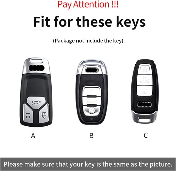 Key case fit for Audi A4 A5 Q7 Q5 TT TTS S4 S5 RS4 RS5 Leather Remote Key Fob Cover Keyring Accessories Key Shell Keychain Key Holder Protector Black A - Image 7