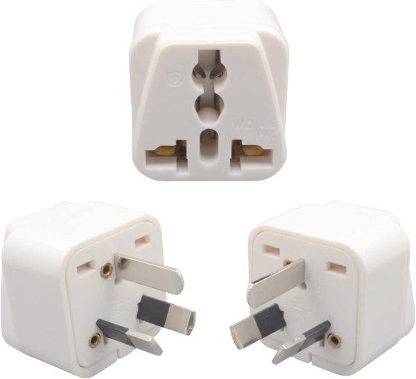 Pack of 3 UK EU US to AU Australia NZ Travel Adapter White Plug - Image 2