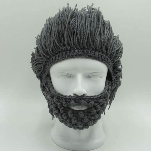 Flyou Wig Beard Hats Handmade Knit Warm Winter Caps Ski Funny Mask Beanie for Men Women - Image 2