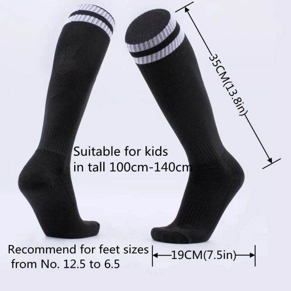 Soccer Shin Guards Kids Youth Over Knee Sleeves Shin Pads and Soccer Socks for 3-13 Years Old Boys and Girls for Football Games EVA Cushion Leg Carf Protection Reduce Shocks and Injuries Set of 2 Pairs - Image 2