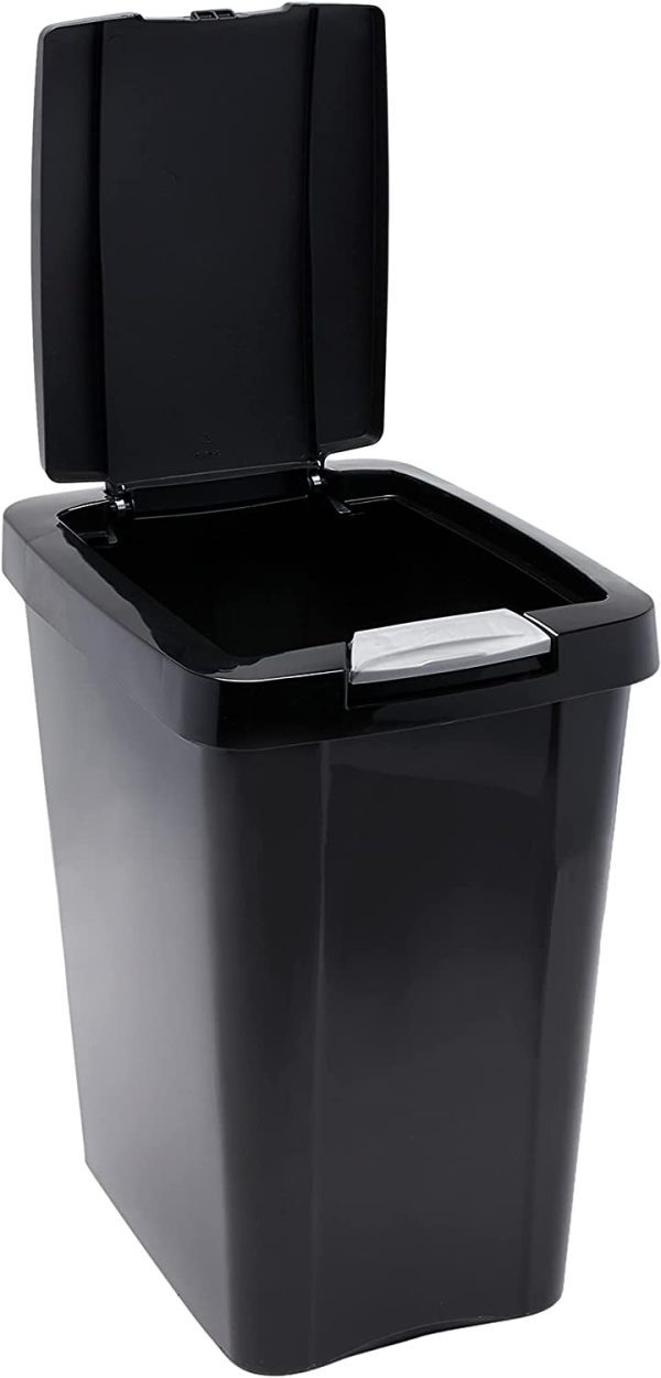 Sterilite 10439004 Touch Top Wastebasket Touch Top Bin, Black, 7.5 Gallon