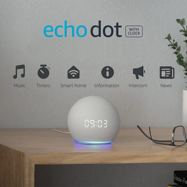 Echo Dot (4th Gen) | Smart speaker with clock and Alexa | Glacier White - Image 2