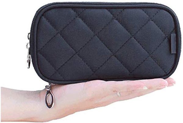 Small Makeup Bags for Women, Travel Cosmetic Bag, 2 Layer Beauty Brush Toiletry Bag with Mirror - Image 2