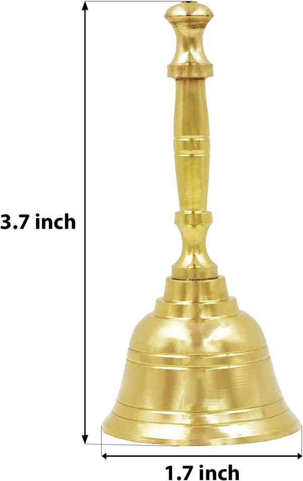 Shubhkart Solid Brass Hand Bell- for Wedding Events Decoration, Food Line, Alarm, Jingles, Ringing, Service Bell (Medium) - Image 7