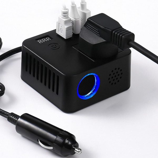 Car Power Inverter 150W DC 12V/24V to AC 240V Voltage Converter with 3 USB Ports Quick Charging QC3.0 Outlet Adapter with Switch LCD Screen Display Cigarette Lighter Socket - Image 5