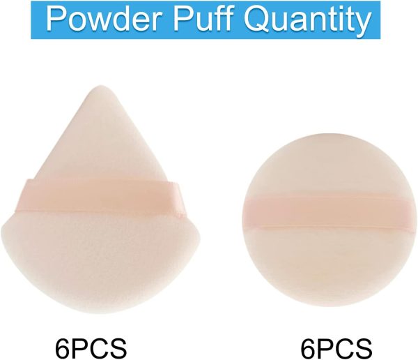 Wellehomi Makeup Powder Puffs, Triangle Velour Powder Puffs, Round Powder Puffs Wet Dry Makeup Tool Apply for Daily Makeup Such as Foundation, Cream, Blush (Beige) - Image 4