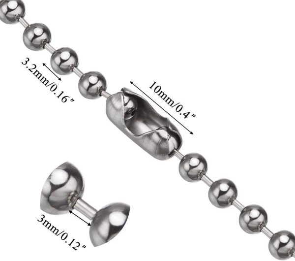 Silver Tone Stainless Steel Ball Chain Connector Clasps Fits for1.6/2/2.4/3.2/4mm Beaded Ball Chain - Image 3