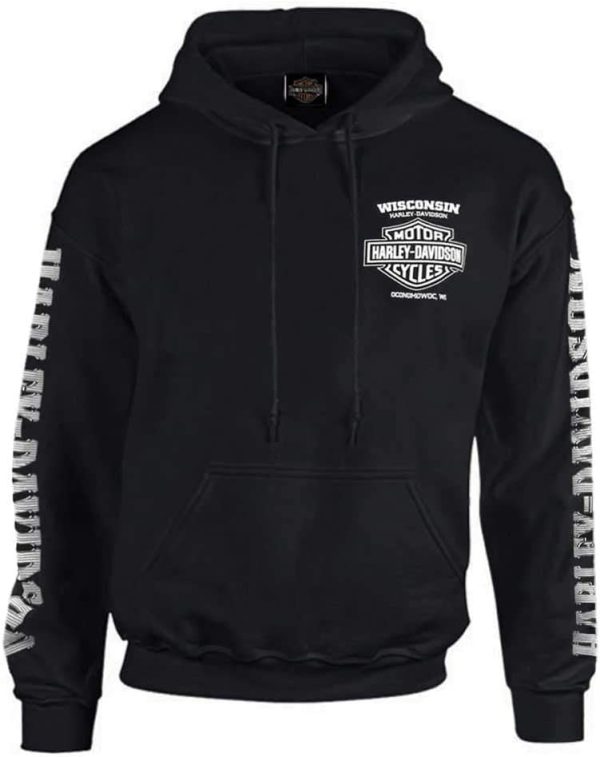 Harley-Davidson Men's Lightning Crest Pullover Hooded Sweatshirt, Black - Image 2