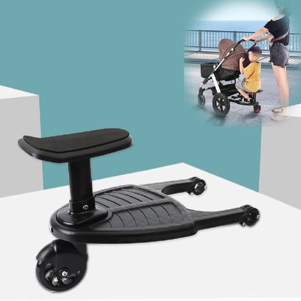 Universal Stroller Board with Seat, Comfort Wheeled Buggy Board Stroller Glider Board Attachment for Toddler Pushchair, Stroller Ride on Board Fits Multiple Models - Image 3