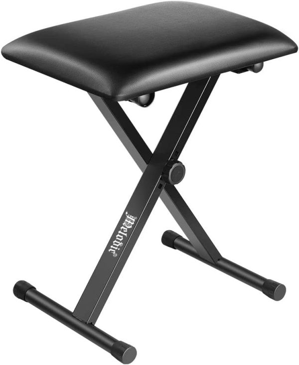 Melodic Adjustable Keyboard Stand Portable Piano Stool X-Shaped Bench Seat Set - Image 3