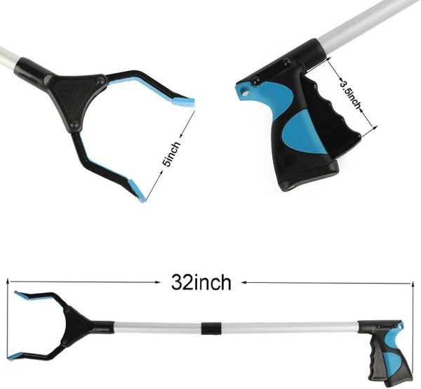 32" Foldable Grabber Reacher, 2 Packs, Rotating Gripper Mobility Aid Reaching Assist Tool Trash Picker, Litter Picker, Garden Nabber, Arm Extension, Pick Up Grabber Reaching Tool (2 Pack-Skyblue) - Image 7