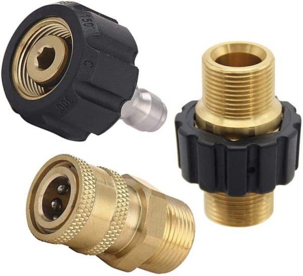 Lala Smill Pressure Washer Adapter Set,M22-14MM to 3/8" Quick Connect and Disconnnect Set for Power Washer Hose with M22 Metric Male to Male Connector - Image 3