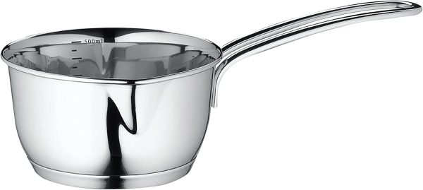 Stainless Steel Saucepan with Clad Bottom 1 Quart Silver