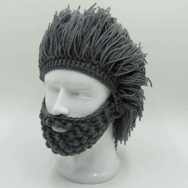 Flyou Wig Beard Hats Handmade Knit Warm Winter Caps Ski Funny Mask Beanie for Men Women - Image 4