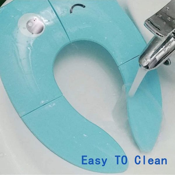 Toilet Potty Training Seat Cover, Folding Non Slip Silicone Pads, Travel Toilet Seat,Toddlers Toilet Seat,Travel Portable Reusable Kids Toddlers Boys Girls, Carry Bag  (Blue) - Image 4