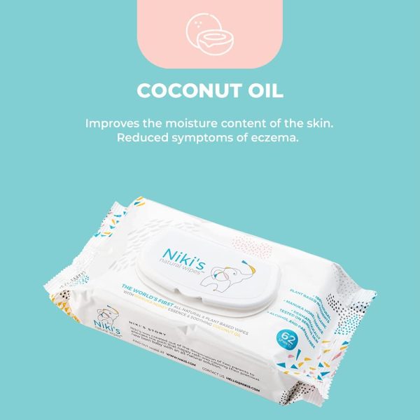 Niki's Natural Baby Wipes | World's First All Natural Baby Wipes with Manuka Honey and Coconut Oil | 62 Wipes (1 Pack x 62 Wipes) - Image 4