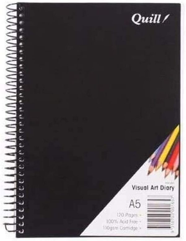 Quill, A5 Visual Art Diary, Wirebound, Black PP, 120 Pages, 110 GSM - Image 4