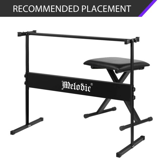 Melodic I Style Adjustable Keyboard Stand Folding Piano Stool Seat Chair Set - Image 3