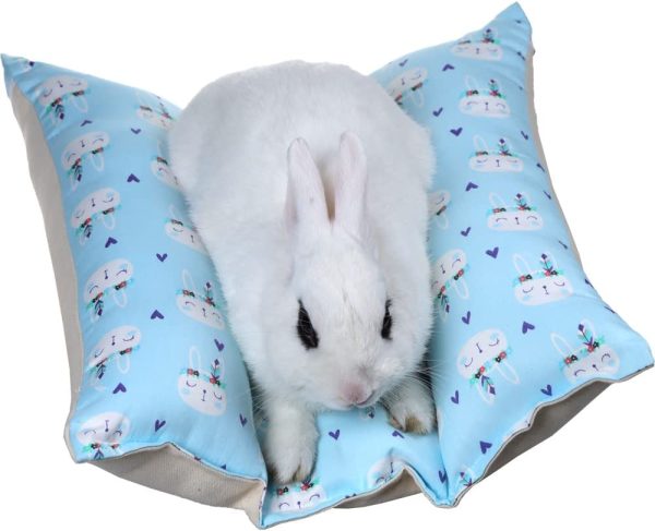 Life'bea Premium Quality Small Pet Bed for All Small Animals; and Rabbits pad Soft and Warm Cuddle Flop Bunny Hugger Beds Bedding Small Animal Bedding with Zipper (Small, Blue Bunny Head) - Image 8