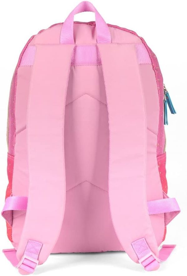 Girls School Backpack - Pink Ombre Glitter Fabric for Kids with Metallic Zip Detail (Pink) - Image 2