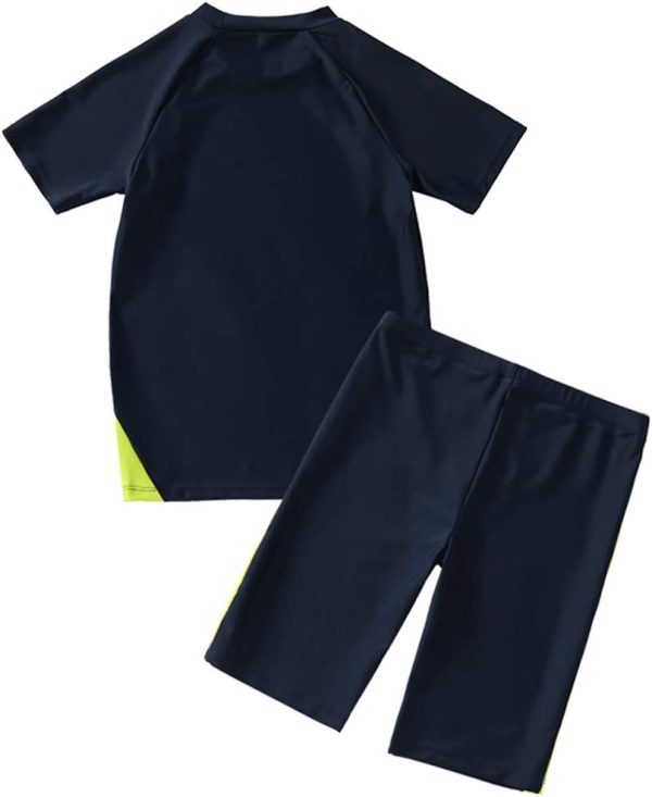 Boys Swimsuits UPF50+UV Swimwear Set Two Piece Rash Guard with Hat for Kids 4-14 Years - Image 3