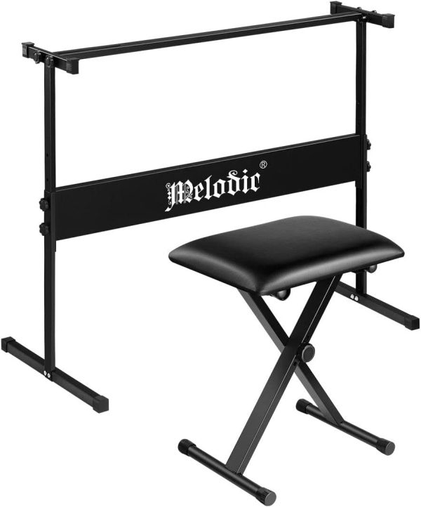 Melodic I Style Adjustable Keyboard Stand Folding Piano Stool Seat Chair Set - Image 9