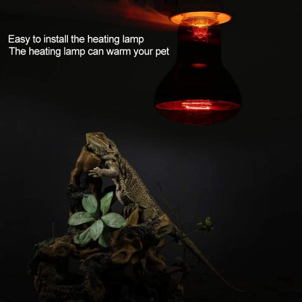 E27 Reptile Infrared Lamp, Infrared Heating Warming Lamp Light Bulb for Reptile Pet Supply, Terrarium Heat Lamps(100W) - Image 3