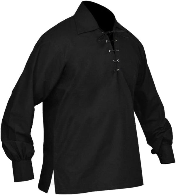 Jacobite Ghillie Shirt Black Traditional Scotland Kilt Shirt - Image 4