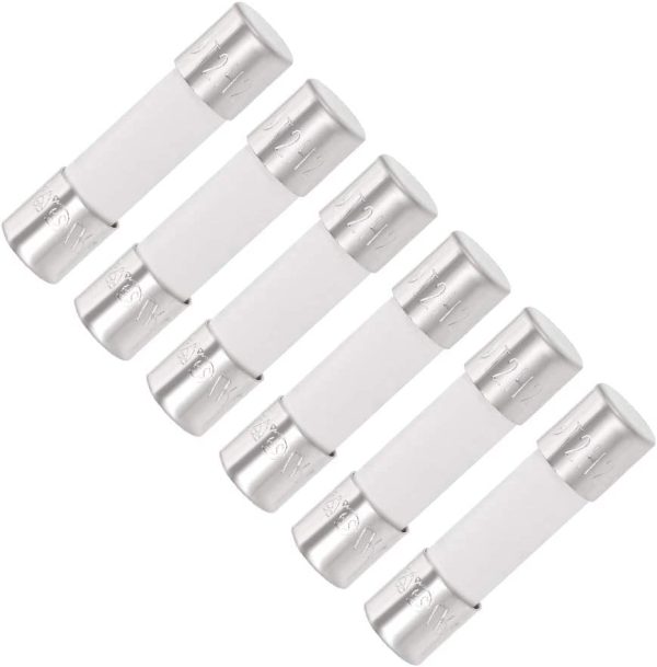 Ceramic Cartridge Fuses 2A 250V 5x20mm Slow Blow Replacement for Stereo Audio Alarm Amplifier Ceramic 6pcs - Image 2