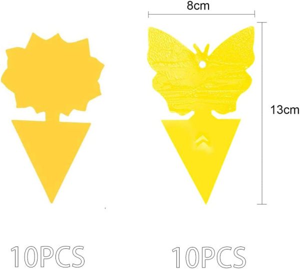 Weforu Sticky Fly Traps, 20 Pack Dual-Sided Yellow Sticky Traps for Flying Plant Insect Fungus Gnats, Flying Aphid, Whiteflies, Leaf Miners, Other Flying Plant Insects (10pcs Butterfly, 10pcs Flower)