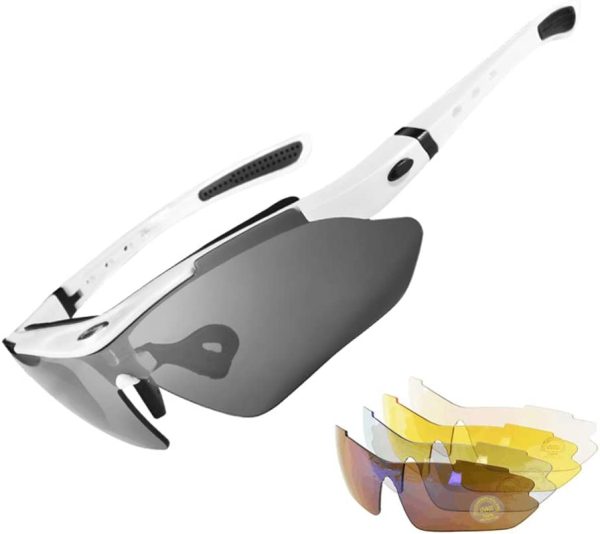 RockBros Polarized Sports Sunglasses UV Protection Cycling Glasses for Men Women Outdoor Running Driving Fishing Golfing (White) - Image 5