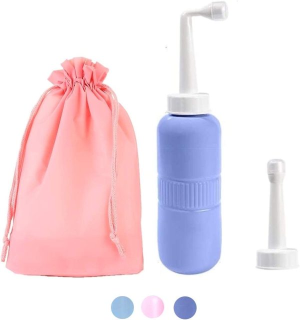 Portable Travel Bidet Sprayer for Postpartum Care,Baby Washer,Outdoor Handheld Personal Hygiene Bidet Peri Bottle with 400Ml Capacity& Angled Nozzle Spray, with Bonus Straight Spray & Storage Bag (400ml blue) - Image 3