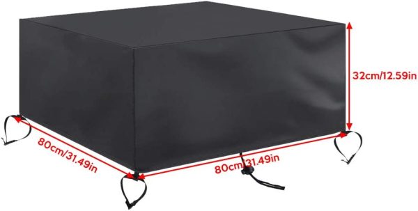 ValueHall Fire Pit Cover 420D Heavy Duty Square Fire Pit Table Cover Waterproof and UV-Proof Outdoor Furniture Cover with Drawstrings and Buckles for Square Rectangular Fire Pit V1C06 (30in) - Image 3