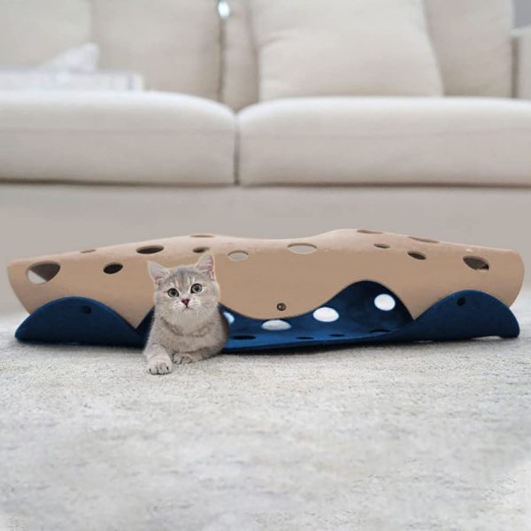 Lifebea Cat Play Tunnel for Indoor Cats - Collapsible Cat Cave Pet Toys, Small Puppy Rabbit Tunnel, Universal Cat Tunnels for Indoor Cats Interactive Toy for Kittens Rabbits Hamsters and Small Animals (Blue) - Image 9