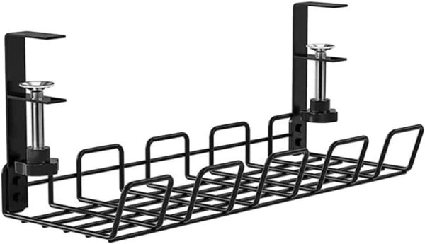 Cable Management Under Desk As Cord Basket Tray for Cable Organize,Detachable No Drill Wire Management Rack As Computer Cable Management,Under Desk Storage Shelf (Black) - Image 7