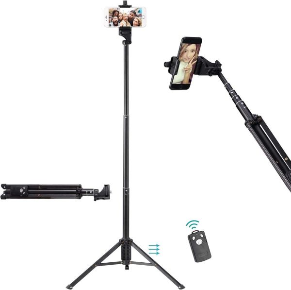 Selfie Stick Tripod for iPhone, 137 cm Extendable Phone Tripod Stand with Remote Shutter & Phone Holder, Portable Travel Tripod with Carrying Bag - Image 9